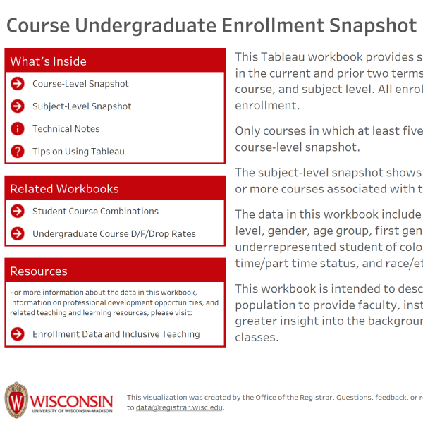 viz thumbnail for Course Undergraduate Enrollment Snapshot