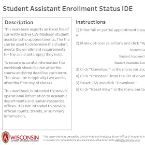 viz thumbnail for Student Assistant Enrollment Status IDE
