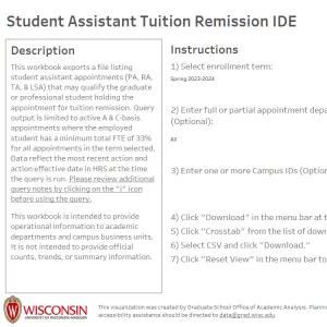 viz thumbnail for Student Assistant Tuition Remission IDE
