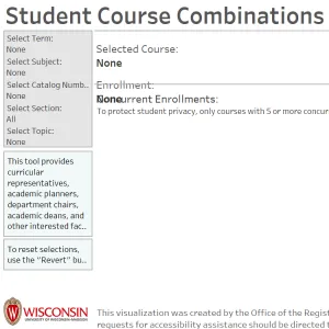 viz thumbnail for Student Course Combinations