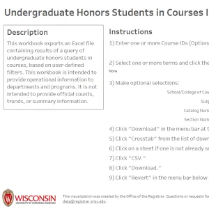 viz thumbnail for Undergraduate Honors Students in Courses IDE